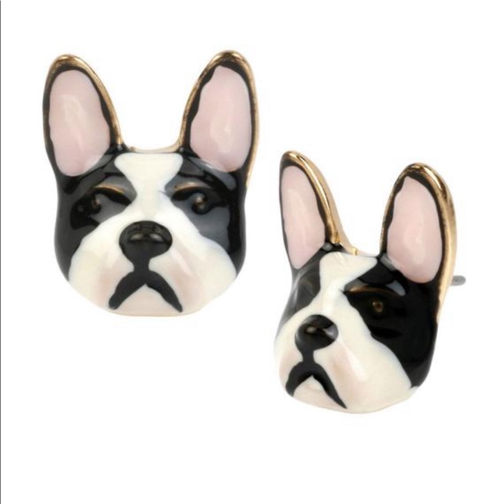 Betsey johnson gold tone bulldog dog stud earrings